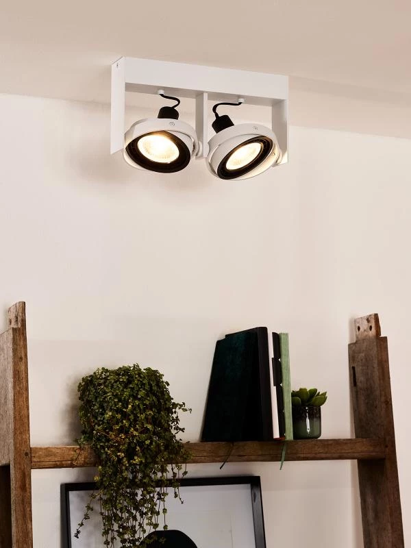 Lucide GRIFFON - Ceiling spotlight - LED Dim to warm - GU10 (ES111) - 2x12W 2200K/3000K - White - ambiance 1